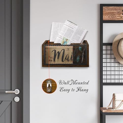 YINMIT Mail Organizer Countertop, Mail Holder, Mail Sorter for Desk, Desktop Mail Basket, Mail Organizer Wall Mounted, Office Desk Organizers and Accessories for File Paper Folder - color: Rustic Brown, size: 3-Slot