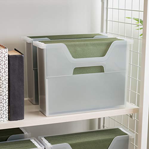 IRIS USA Small Portable Desktop File Box with Open Lid, 6 Pack, Side Handles, Hanging File Folders, Tabs & Inserts, Letter Size, Magazines, Newspapers, Mail, Books, Notebooks, Clear - style: Clear S - 6 Pack