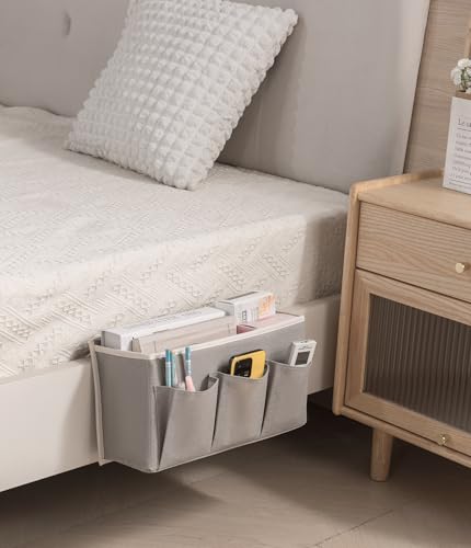 Bedside Caddy / Bedside Storage Organizer Hanging Bag with Three Options,Suitable for home beds, sofas, and dormitory beds—can hold magazines, books, phones, iPads, remote controls. (2-Pack Gray) - color: 2-Pack Gray