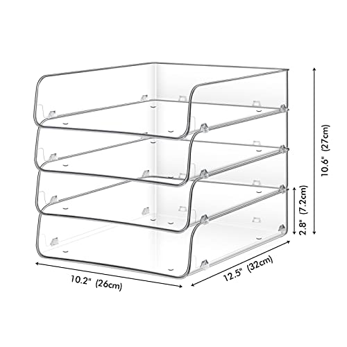 Stackable Paper Trays, 4 Tier Desk File Organizer, Document Letter Tray for Office Supplies, Magazine