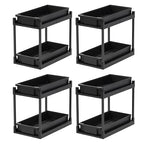 IRIS USA Under Sink Organizer, 4 Pack, Bathroom Organizers and Storage, Pull Out Under Cabinet Kitchen Shelf Pantry Under Counter, Cleaning Supplies, Vertical Spice Rack Slide Out Drawer, Easy Install - size: 4 Pack