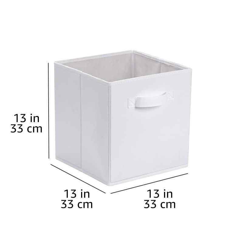 Amazon Basics Collapsible Fabric Storage Bins with Handles, Cube Organizer, 13"x13"x13", White, 6-Pack - color: White, size: 13"x13"x13"