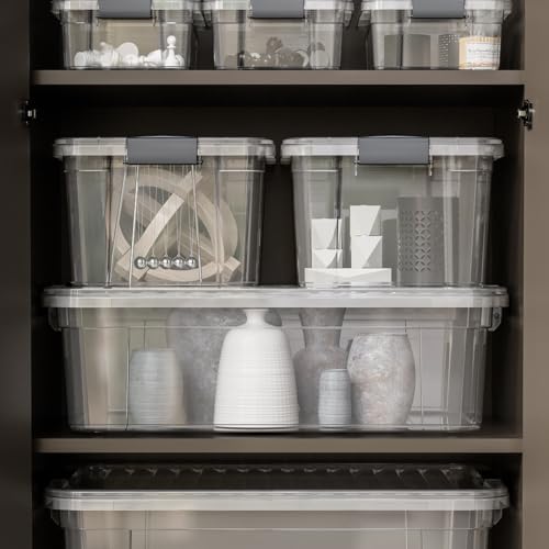 Superio Small Clear Plastic Storage Bin with Lid, 11 Qt, Non-Toxic, BPA Free, Odor Free, Organizer Storage Box, Stackable Plastic Tote for Home, Garage, School, and Office - size: 14.15" x 10" x 6.5"