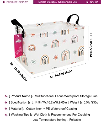Rectangular Storage Basket Fabric Organizer Bin for Toys,Books,Clothes,Gifts,Pets-Perfect for Home,Office,Nursery,Dorm,Shelf(Rec-Star Rainbow ) - color: Rec-Star Rainbow