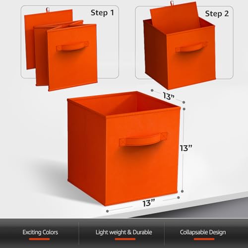 Sorbus 13 Inch Storage Bins - Sturdy Collapsible Fabric Storage Cubes with Handle - 12 Foldable Baskets for Organizing Clothes, Toys, Books - Storage Baskets for Shelves, Closets - color: 12 Pack Bright Rainbow, size: 13 Inch