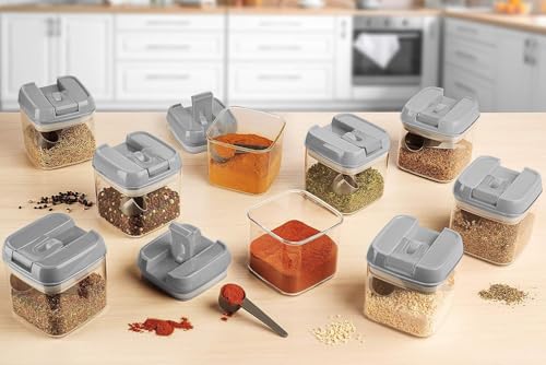 Shazo 9 PC Airtight Food Storage Containers - BPA Free Clear Plastic Snack & Spice Containers with Easy Lock Lids - Kitchen and Pantry Organization for Herbs, Coffee, Tea - 0.5L / 2.1 Cups - color: Gray - 9 Pc, size: 9 Pc - 0.5 Liter