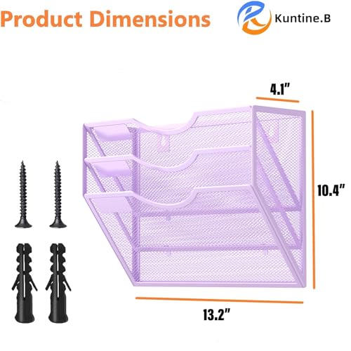 Kuntine.B Wall File Organizer Office Hanging Magazine Holder Wall File Organizer for Office Home (Purple, 3 Tier) - color: Purple, size: 3 Tier & No Hangers