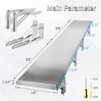 Concession Shelf Drop Down 12" x 48", Spliced Style Folding Concession Stand Shelf Commercial Grade Stainless Steel, Foldable Concession Shelves for Snack Bar, Food Cart, Movie Theater - size: 12" x 48"