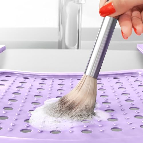 Sink Topper Bathroom Counter Cover & Storage Saver, Foldable Silicone Mat for Hot Tools, Hair Styling & Makeup, Beauty Brush Cleaning Mat, RV Camper Sink Cover & for Small Spaces (Standard Lavender) - color: Lavender, size: Standard