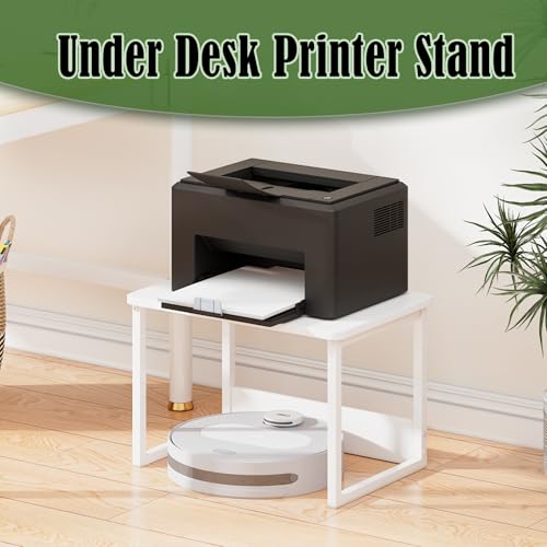MARTY Printer Stand with Storage for Desk, Desktop Printer Stand Shelf Organzier for Home/Office Heavy Duty Printer Riser Under Desk Small Printer Table for Fax Machine Copier Scanner(White) - color: White, size: 2 Tier
