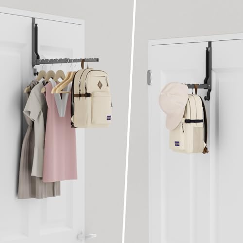 BAKON Over The Door Hangers, Over Door Hooks for Hanging, Small Space Dual Folding Portable Over Door Clothes Hanger for Clothes, Hats, Bags and Towels. (1, Black(Update)) - color: Black(update)