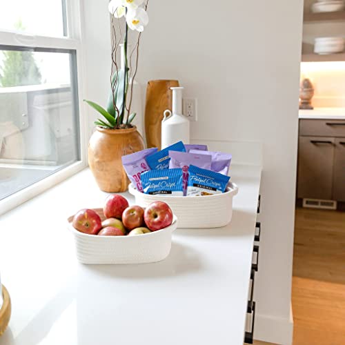 NaturalCozy 5-Piece Rectangle Storage Basket Set- Natural Cotton Rope Woven for Organizing! Small Basket for Montessori, Baby Nursery, Dog Toy Baskets, Cat Toy Box, Bathroom Organization Bin - color: Off White