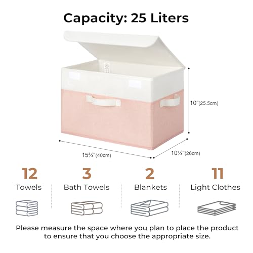 GRANNY SAYS Storage Baskets with Lids, Decorative Storage Boxes, Clothes Storage Bins for Closet, Foldable Storage Organizers, Pink, 2-Pack - color: White/Pink, size: Large-2 Pack