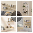 Amaoot Floating Shelves Set of 3, Home Wood Wall Shelf, Farmhouse Shelf for Bedroom, Wall Mounted Floating Shelf for Living Room, Bedroom, Bathroom, Kitchen, Office (Gold-4pcs) - color: Gold-4pcs