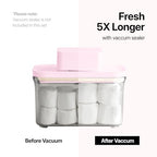 VAKUEN Premium Airtight Food Storage Containers ROSE 8P/SET, 6pcs Container, 1pcs Water Pitcher and Vacuum Sealer. Patented Double Silicone Lining, 100% Leak Proof, BPA-FREE