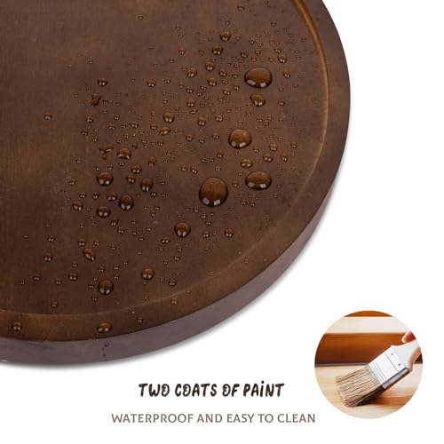 Round Decorative Tray Wood Bathroom Counter Organizer Farmhouse Kitchen Decor Wooden Riser for Soap Dish, Perfume, Candle, Sponge, 11" - Walnut - color: Walnut, size: 11"