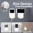 Remote Control Holder Wall Mount Set, Office Supplies Supply Organizer, Bedside Audio-Video Remote Control Shelving, With Self Adhesive Caddy Storage Box, White Wall Phone Stand Mail Sorters