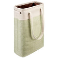i BKGOO Laundry Basket with Handles Beige&Green Slim Laundry Bin Collapsible Dirty Clothes Basket Narrow Laundry Bag Foldable Dirty Hamper for Camping, Dorms, Apartments - color: Beig&Green