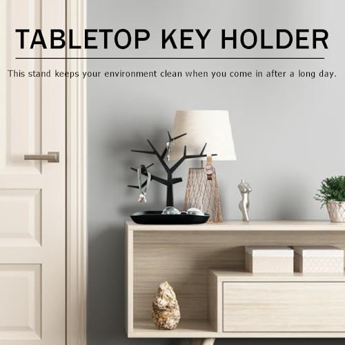 OULIGET Tabletop Key Holder Stand Tree Key Rack,Stand Jewelry Display Necklace Ring Earring Holder Rack,Jewelry Organizer Tray Home Decor for Home Entryway - color: Black