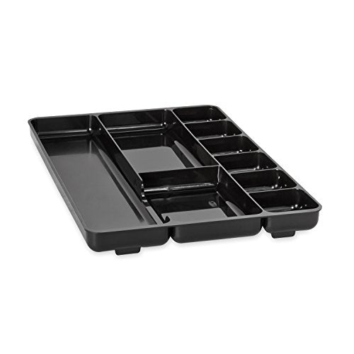 Rubbermaid Regeneration 9-Section Drawer Organizer, Plastic, 14 x 9.125 x 1.125 Inches, Black (45706) - size: 9 Section