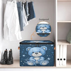 Custom Storage Basket with Name, Personalized Storage Bins with Zipper Lid, Foldable Fabric Storage Box Large capacity with Handle Blue Star Bear - color: Option 5