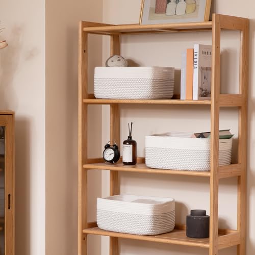 OIASKET Storage Baskets for Organizing 3 Pack, Woven Baskets for Shelves, Closet Organizer Bins Empty Gift Basket Toy Storage for Toys, Books, Towels, Clothes, 15"x11.42"x6.7", White & Black - color: White & Black