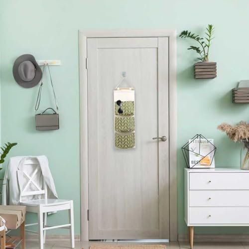 COVRA 3-Pack Wall Hanging Storage Bags – Over-the-Door Organizers with 3 Large Pockets (6.3" × 5.1"), Hanging Closet & Pantry Organizer for Bedroom, Bathroom, Dorm, and More (Green) - color: Green