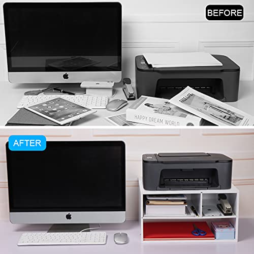 EMERIT Printer Stand Shelf with Storage Wood Desk Paper Organzier for Home/Office,Printer Riser, 2 Tire - color: White, size: Medium