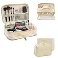 2-in-1 Travel Makeup and TSA Toiletry Organizer for Women – Flexible Compartments, Clear TSA Window, Wipe Clean Vegan Leather, Gift Box Included – Carry-On Approved, Cream - color: Cream Beige