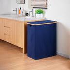 efluky Laundry Hamper with Lid, Trio Laundry Hamper with 3 Removable Bags, 3 Section Laundry Basket with Bamboo Handles for Bathroom, Bedroom & Laundry Room, 160L Blue - color: Blue, size: 160L Trio