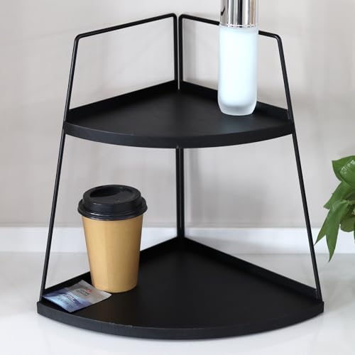 2 Tier Bathroom Counter Organizer,Standing Rack Cosmetic Holder,Wood Bathroom Organizer,Vanity Organizer Bathroom Counter Tray,for Bathroom,Bedroom (Black) - color: Black