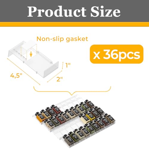 Famhap Spice Drawer Organizer, 36PCS Interlocking Expandable Seasoning Rack Tray Insert for Kitchen Drawers, Spice Rack Drawer for Spice Jars - color: Transparent, size: 36pcs