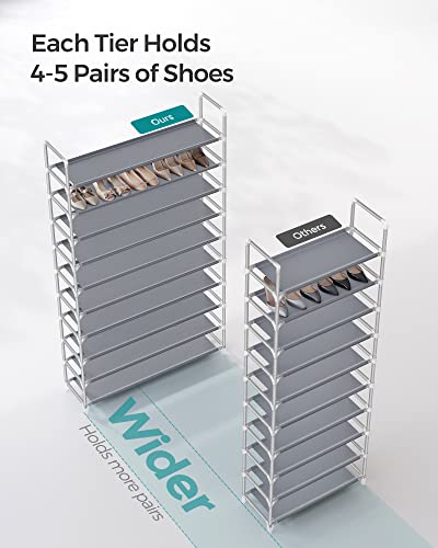 SONGMICS Shoe Rack, 10-Tier Shoe Shelf, Shoe Storage Organizer, 11 x 37 x 68.9 Inches, Metal Frame, Non-Woven Fabric Shelves, for Entryway, Bedroom, Gray ULSR10G - color: Grey, size: 11"D x 37"W