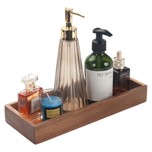 Bathroom Vanity Tray, Bathroom Tray for Counter, Acacia Wood Toilet Tank Tray for Organizing and Home Decor (11.8 x 4.5 x 1.6 inch) - size: 11.8" x 4.5" x 1.6"