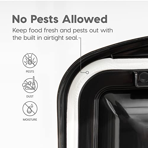 IRIS USA 50 Lbs / 65 Qt WeatherPro Airtight Pet Food Storage Container with Removable Casters, for Dog Cat Bird and other Pet Food Storage Bin, Keep Fresh, Translucent Body, Easy Mobility, Clear/Black