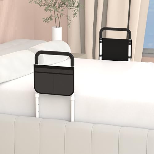 Double Bed Rails for Elderly Adults Safety, Bed Rails for Seniors, Dual Bed Handle Bedside Assist, Adjustable Bed Bar for Fall Prevention, Medical Bed Cane Fits Twin, Queen, Full, King Bed (2 Pack) - size: 2 Packs