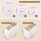 Greenstell Laundry Hamper with Lid, 125L Large Clothes Hamper with 3 Section & 2 Section Removable Liner Bags & 5 Mesh Laundry Bags, Handwoven Synthetic Rattan Divided Laundry Basket, White - color: White