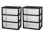 Plastic 5 Drawer Wide Tower, Black - color: Black and Clear TWO