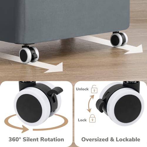 Goodpick Slim Laundry Basket with Wheels and Lid, 75L Rolling Dirty Clothes Hamper for Dorm Bathroom, Large Laundry Hamper with Bamboo Frame Removable Bag, 17" x 9.8" x 29.5", Gray - color: Gray, size: 75L (17"L x 9.8"W x 29.5"H)