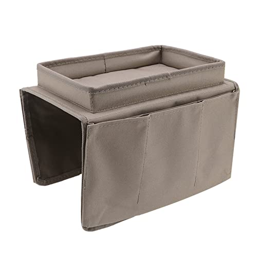 Couch Sofa Armrest Organiser Arm Chair Caddy Bedside Storage Pocket,600D Oxford Cloth Side Pockets Sofa Arm Table Armrest Tray TV Remote Holder Bed Storage Pocket (Brown) - color: Brown
