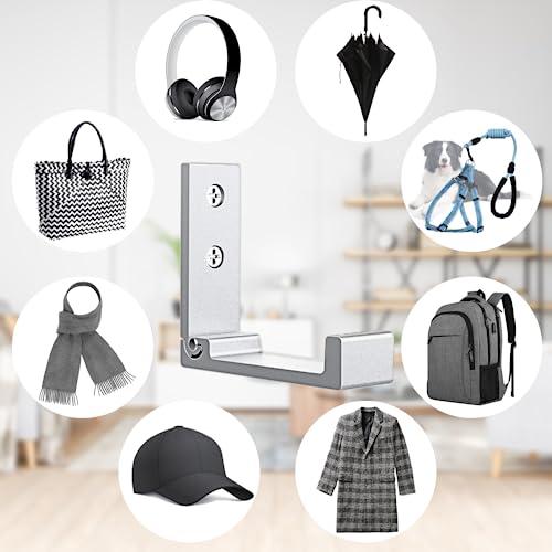 OHIYO Folding Wall Hooks 2PCS Foldable Hooks Bearing Load 33lb/15kg Wall Mounted Heavy Duty No Rust Aluminum Alloy Folding Coat Hooks for Hanging Coat & Bags & Hat & Backpack (Silver) - color: Silver-2 Pack