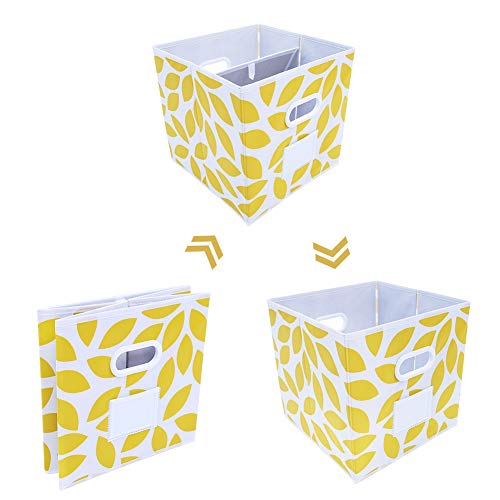 MAX Houser Fabric Storage Bins Cubes Baskets Containers with Dual Plastic Handles for Home Closet Bedroom Drawers Organizers, Flodable, Set of 6 (Yellow) - color: 22 yellow
