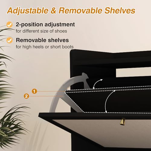 AVZEAR Shoe Cabinet, Shoe Cabinet Freestanding Tipping Bucket Shoe Rack Organizer with 3 Flip Drawers, Modern Entryway Narrow Shoe Rack for Entryway, Hallway, Bedroom (Black) - color: Black, size: 3 Drawers