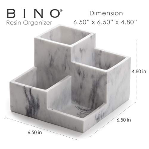 BINO Multi Purpose 4 Compartment Organizer - Make up Organizer for Vanity - Makeup Holders for Bathroom - Toiletry Organizers Countertop - Toothbrush and Bathroom Accessories Holder - Matte Marble - color: Matte Marble