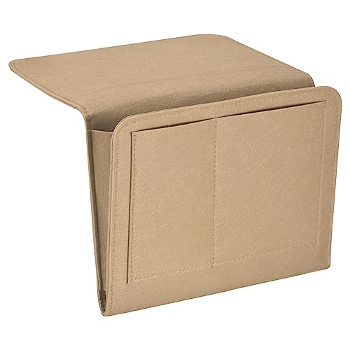 PATIKIL 11in Bedside Caddy, Bed Caddy Bedside Organizer Hanging 5 Pocket Soft Felt Bed Pockets Bedside Storage Organizer Remote Control Holder for Bedroom Phones Glasses, Beige - color: Beige, size: 10.6*8.6inch
