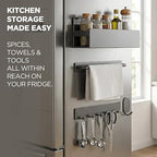 Cailoda Apartment Magnetic Organizer, Spice Rack, 4-Pack Gray Magnetic Shelf for Washer & Refrigerator, No Drill Space Saving Storage for Compact Kitchen, Laundry & Living Spaces