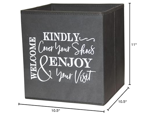 Shoe Cover Box - Welcome Guests to Please Cover Shoes. Indoor Foldable Storage Bin to Fill w/your Favorite Booties. For Homeowner, Real Estate Agent, Realtor Open House Supplies | 1 Grey & White - color: Grey and White, size: 1