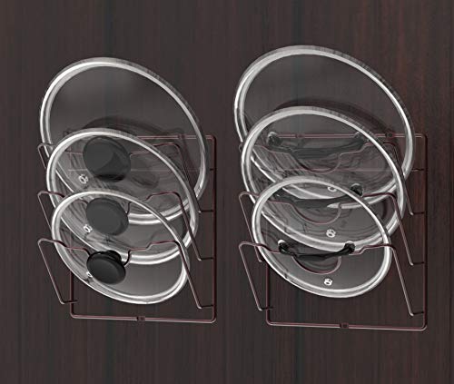 Simple Houseware Cabinet Door/Wall Mount Pot Lid Organizer Rack, Bronze - 2 Pack - color: Bronze