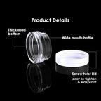 50 Pack 3 Gram Sample Containers with White Lids, Small Plastic Cosmetic Jars, Makeup Travel Container Jar for Cream, Bead, Eye Shadow, Lotions, Powders, Glitters Lip Gloss with Labels,Spatulas - color: White Lid, size: 0.1 Ounce