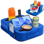 TabCouchCaddy - Couch Cup Holder Tray Pillow - Bed, Couch Caddy, Sofa, RV & Car - Holds Drinks, Snacks, Remotes, Phones, Kindle, Tablet | Bed Cup Holder (Blue) - color: Blue